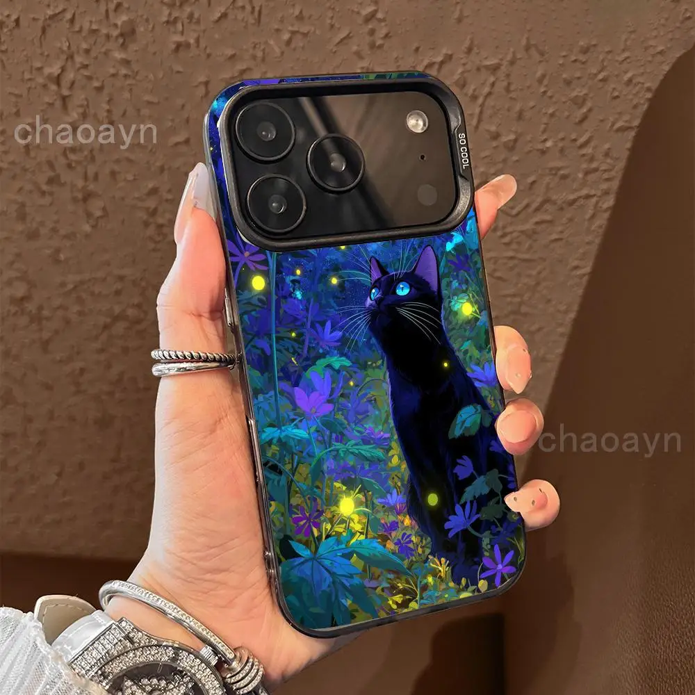 

Black cat at night Phone Case case for iPhone17 16 15 14 13 12 11 Pro/ Max/Plus shock-proof rear cover anti-fingerprint