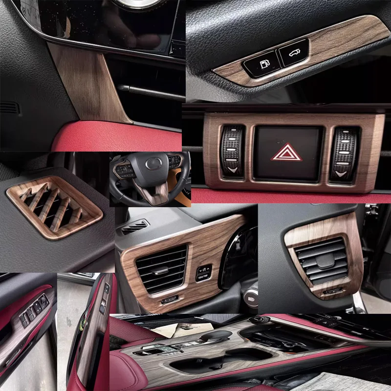 LHD RHD لكزس NX 260 350H 2022 2023 سيارة ABS الخوخ الخشب نافذة التبديل تكييف الهواء منفذ صندوق التروس غطاء لوحة الملحقات