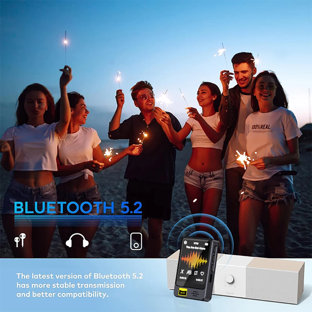 1.8 Inch Screen MP3 Player Bluetooth 5.2 HiFi Lossless Sound Quality Music Player MP4 Video Playback FM Radio Recorder E-Book