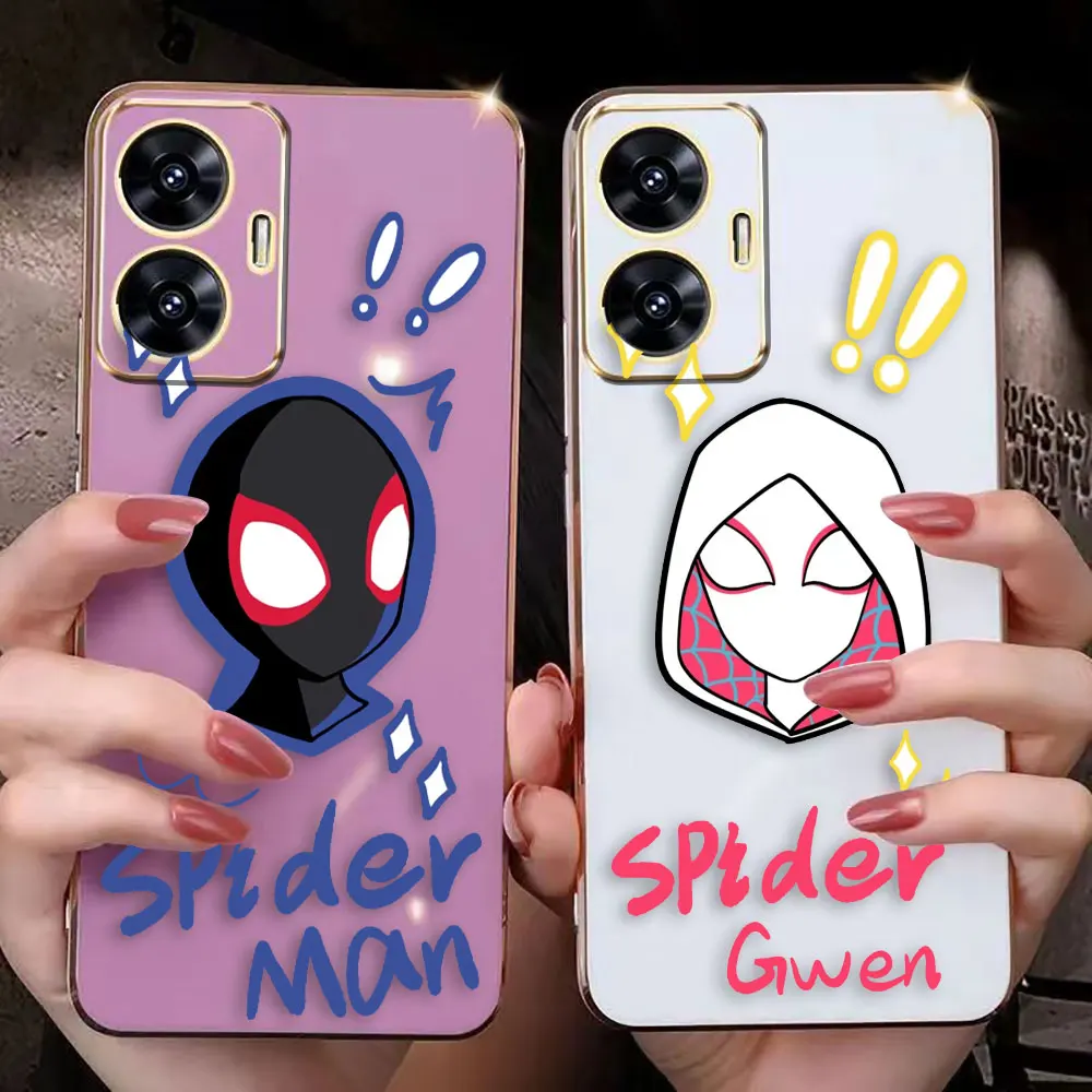 Anime Mavel Cartoon Spider-Man Cover Smooth E-TPU Case REALME GT 2 NEO3 MASTER 8 8I 9 9I 10 11 PRO C21Y C33 C35 C53 C55 5G Case