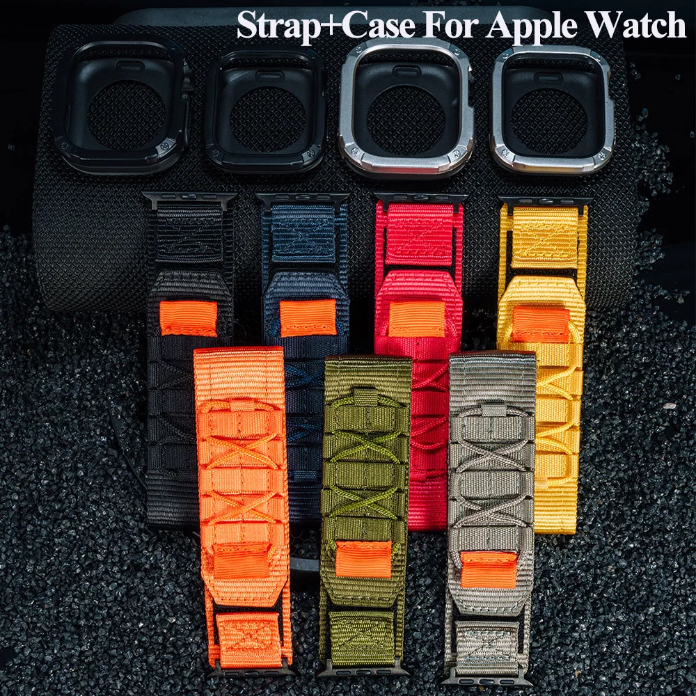 Nylon Armband TPU Fall für Apple Watch Ultra 2 Serie 9 8 7 6 se 5 taktisches Sport band für iwatch 49 45 44 40 41mm Armband
