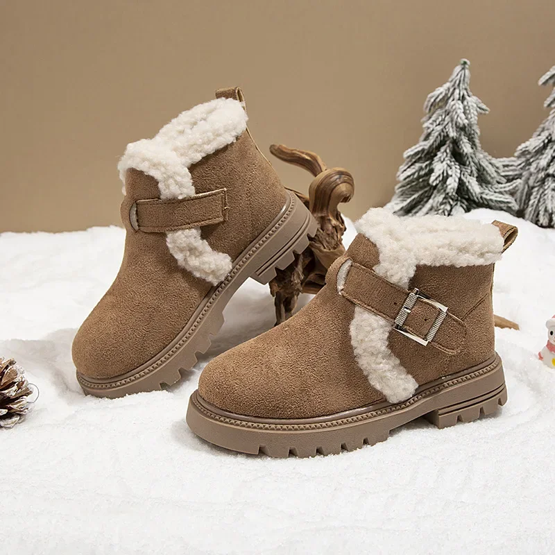 

Faux Fur Winter Boots For Girls Platform Waterproof Girl's Plush Boots Anti-slippery Soft-soled Fashion Shoes For Teen Girls