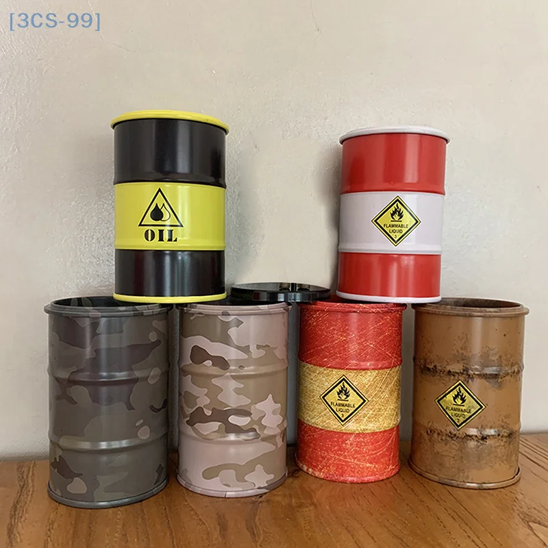 【3CS99】Simulated Compact Metal Fuel Tank Storage Container Creative Mini Desktop Organizer Desk Miniature Decoration Accessories