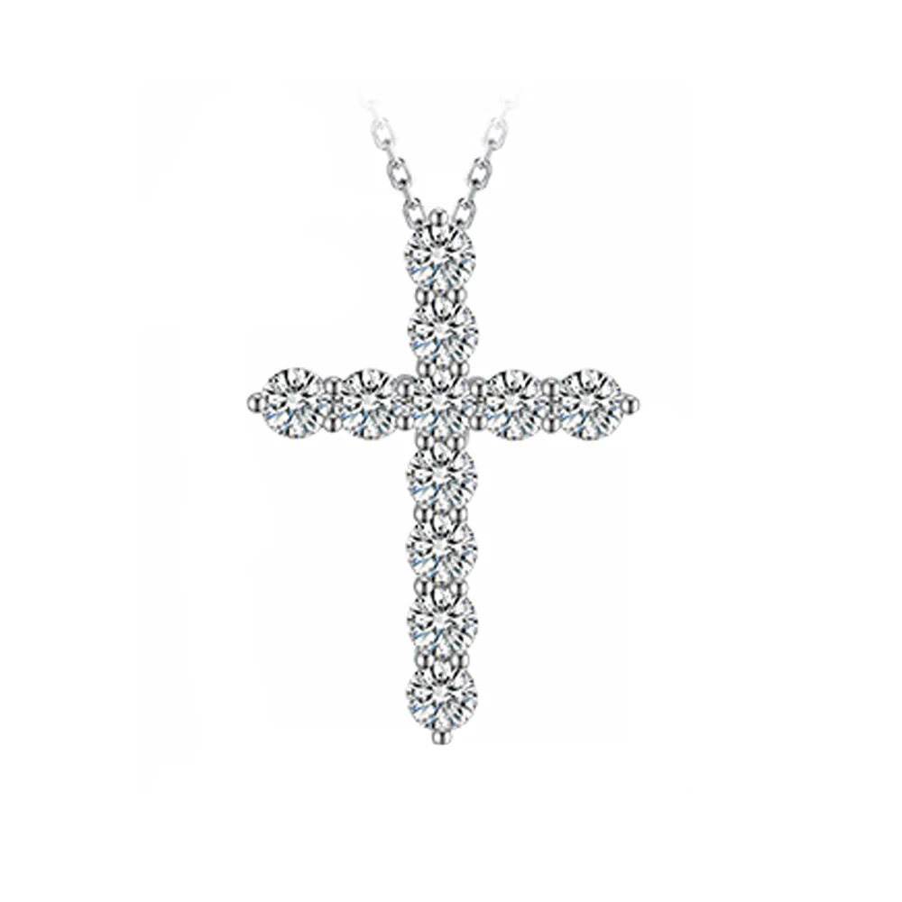 

liaoxingzhuang new PT950 Platinum necklace Cultivated diamond "Cross" women necklace pendant Male and female necklace