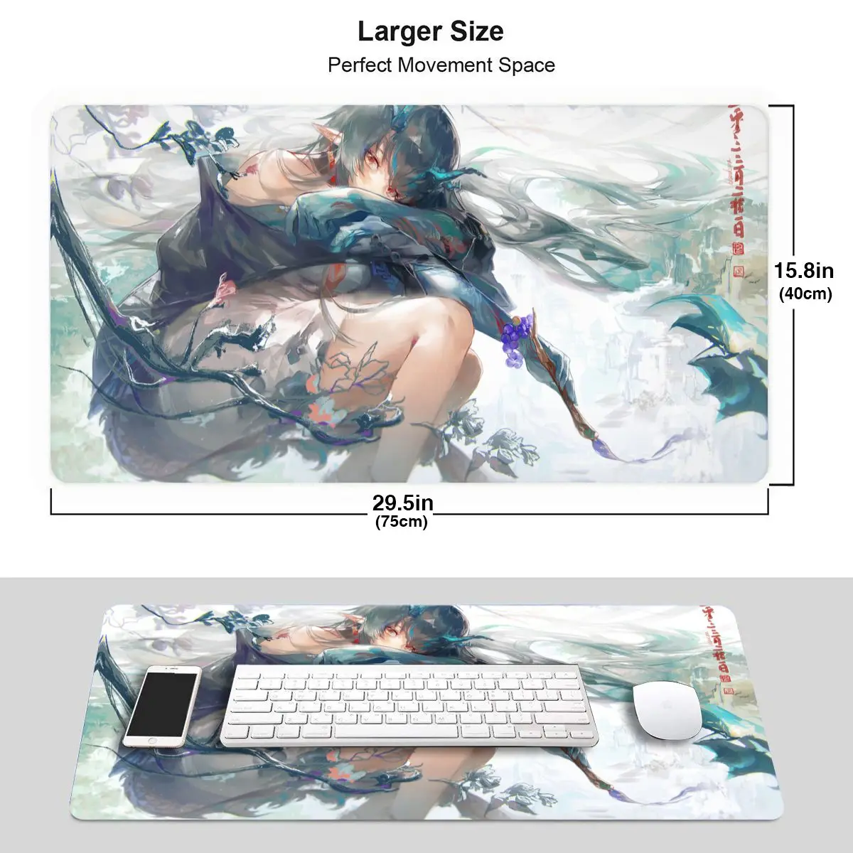 Imagem -02 - Arknights Chifres Crepúsculo da Yan Bonito Anime Meninas Gaming Mouse Pad Teclado Tapete 900x400 à Prova Impermeável Água Mousepad para Computador