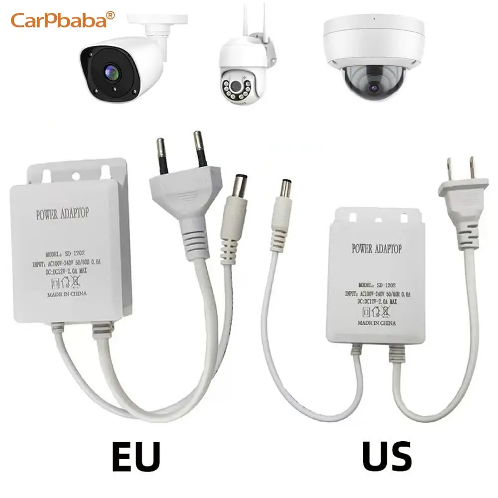 AC 100-240V Ingang DC 12V 2A Uitgangsvoeding US EU Plug Outdoor Waterdichte Power Adapter Oplader voor CCTV Beveiliging Analoge Ip Camera