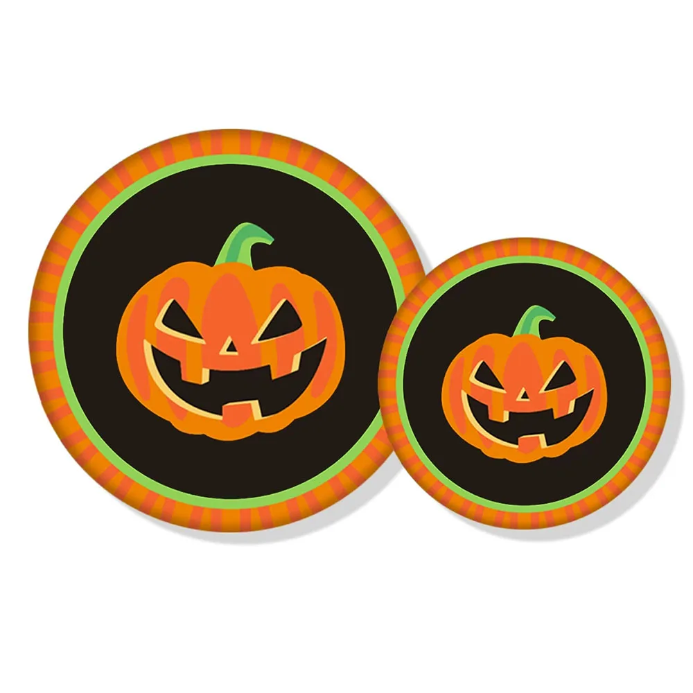 One-off Halloween Dinnerware Kit, Pumpkin Pattern Plate Cup Pack, Holiday Tabletop Decor Accessories
