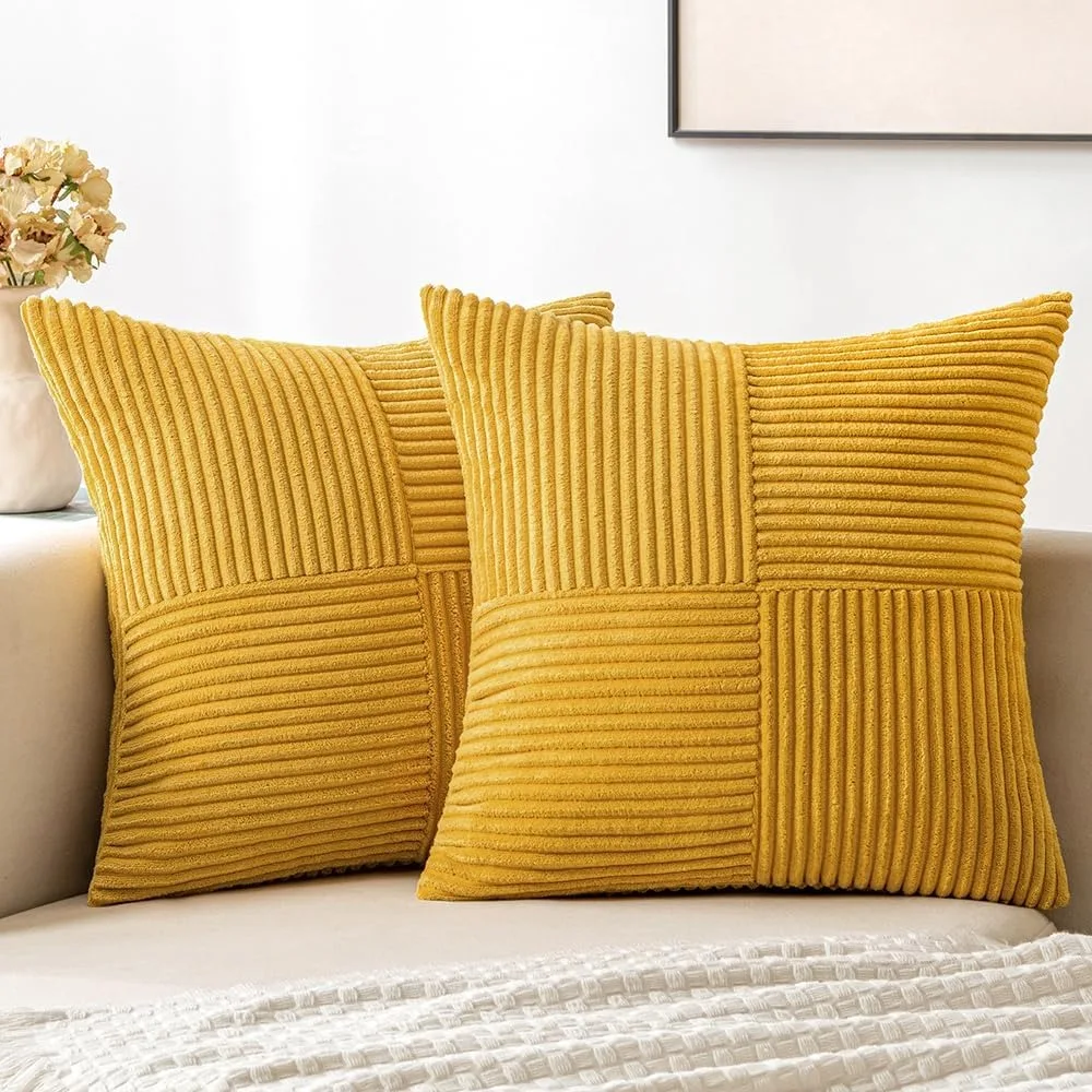 Boho Style 40x40CM Yellow Decorative Pillow Covers Spring Floral Lumbar Sofa Cushion Cover Bedroom Accent Pillowcase