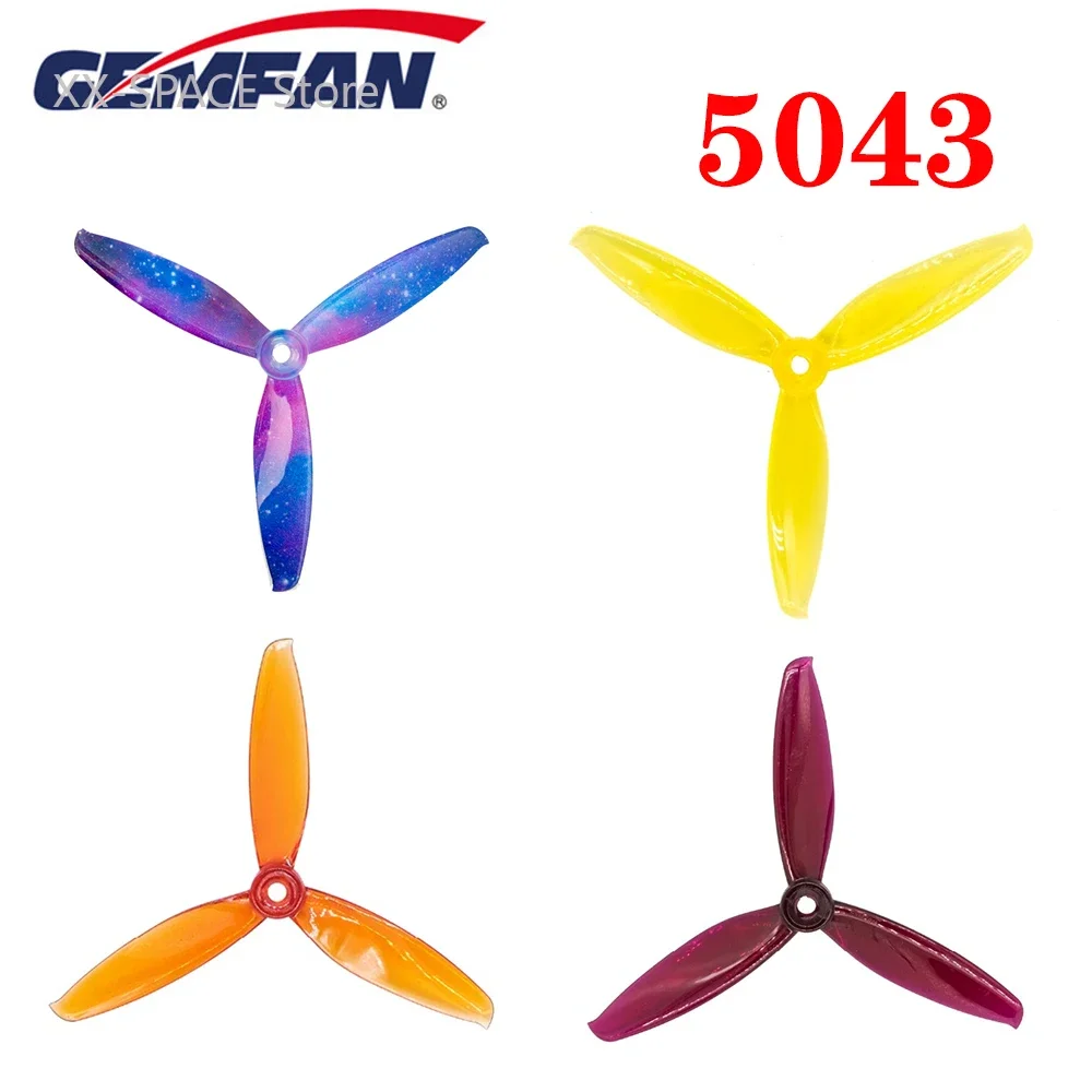 Gemfan-rc fpvレーシングドローン用ウィンドサー5043プロペラ、スキーカラー、t5043c、5x4.3 "pc、3ブレードcw、フリースタイル用CCwプロペラ、6ペア