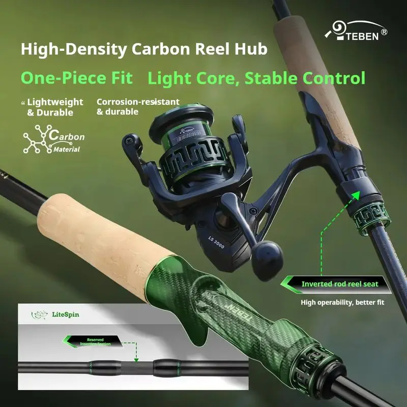 TEBEN Litespin Elite Lure Rod Carbon Reel Seat Sic Fuji Guide Ring Long Casting General Purpose For Bass Outdoor Fishing - view 2