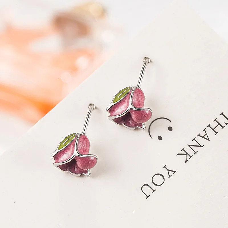 2023 New Fashion Tulip Flower Dangle Earrings for Women Sweet Small Korean Style Earring Engagement Jewelry Aretes De Mujer