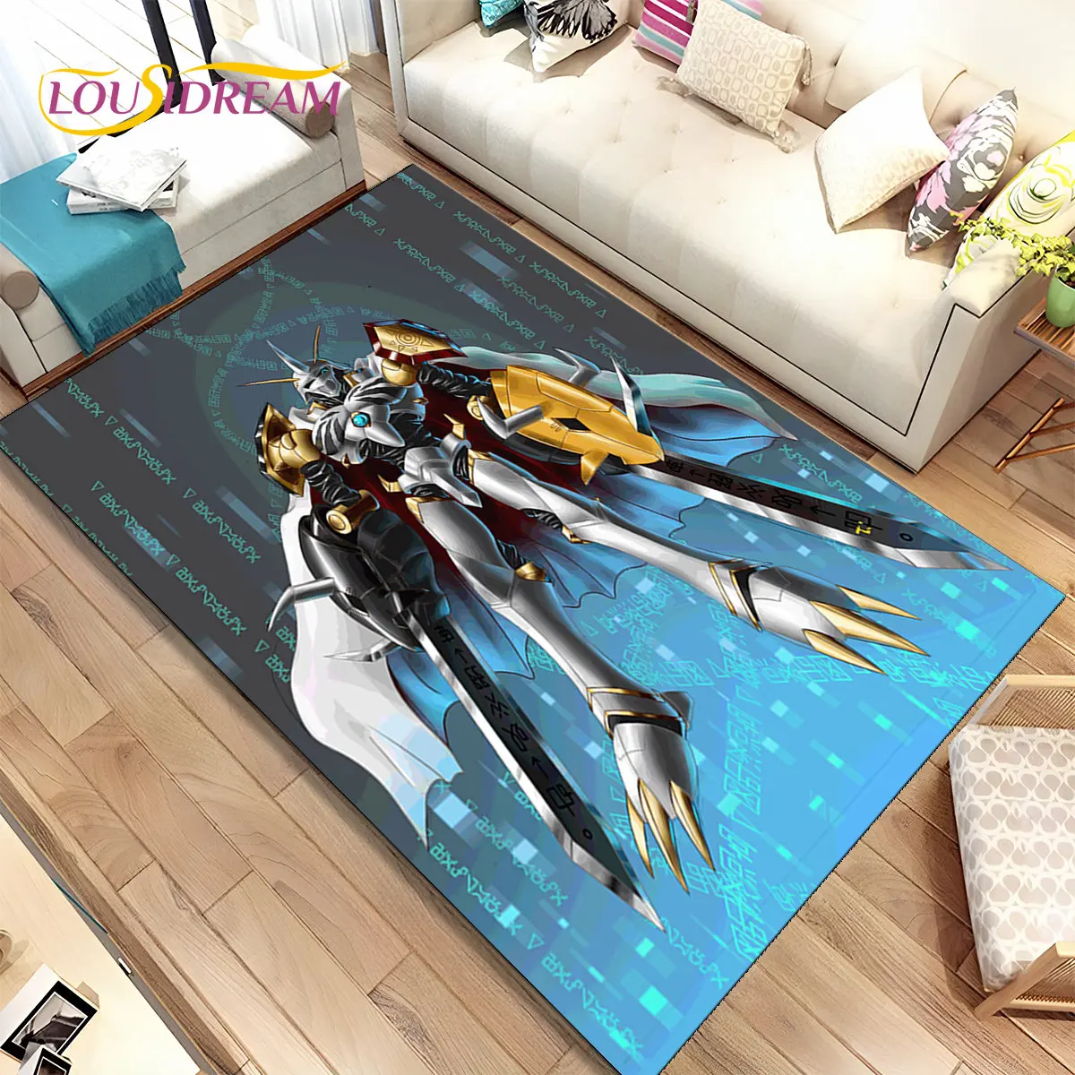 Cartoon Digimon Adventure Area Rug Large,Carpet Rug for Living Room Bedroom Sofa Doormat Decoration, Non-slip Floor Mat Cover 3D