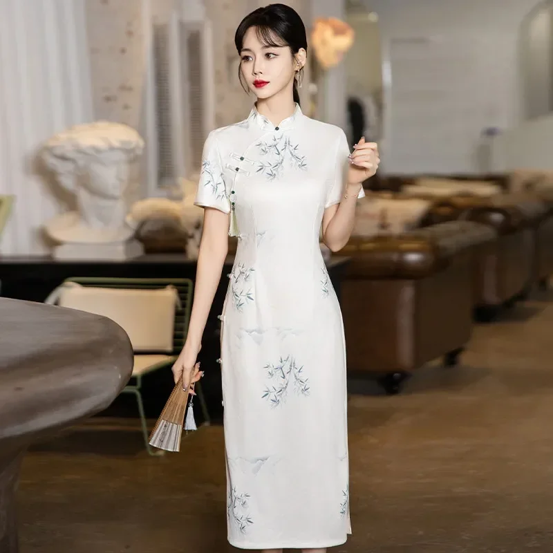 

2024 High-end Chinese Style Modern Pretty Women's Qipao Dresses Dinner Improved Cheongsam Plus Size 5XL