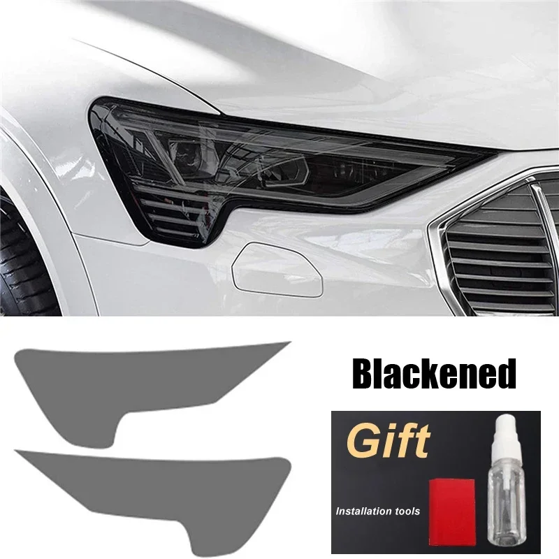 For Audi Etron 55 Quattro 2019 2020 Exterior Accessories LH RH Car Headlight Film Transparent Black TPU Sticker Perfect Fit