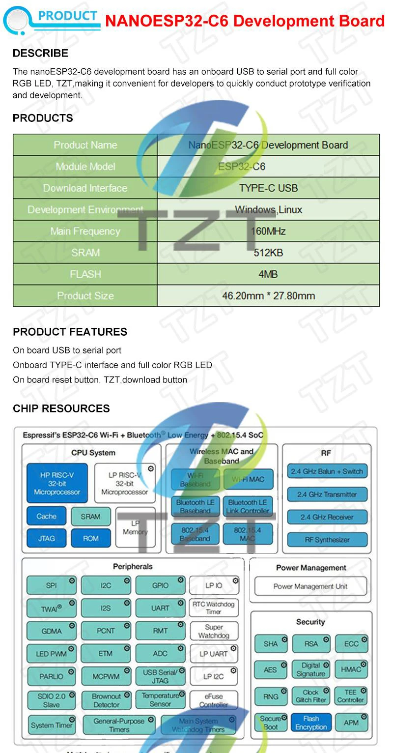 ESP32-C6 ESP32 WiFi + Bluetooth Internet der Dinge ESP Entwicklungsboard Kernplatine ESP32-C6-DevKit C N4R2 N16R8 für Arduino – Detail 1