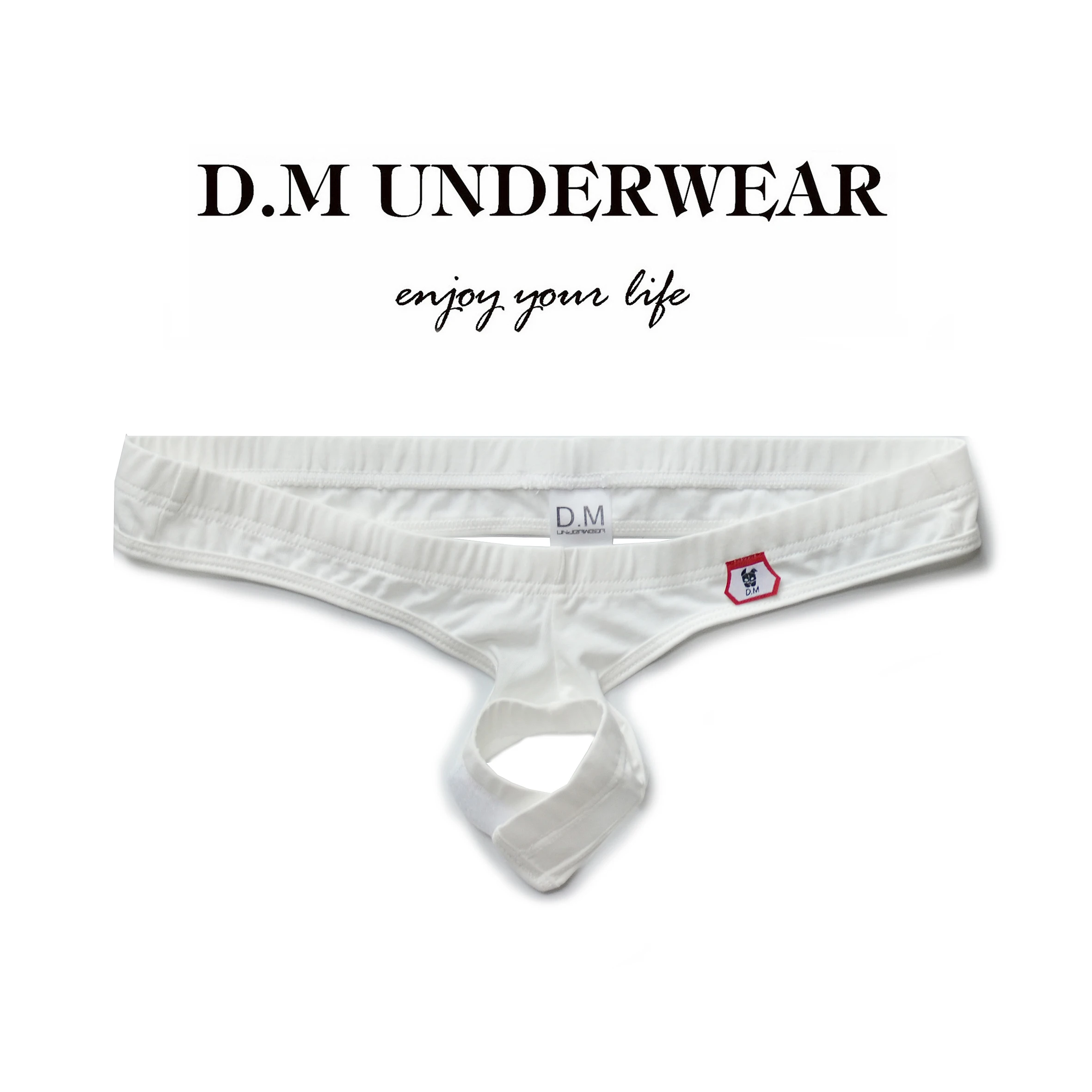 D.M Men's Underwear Low Waist Sexy Wisp of Empty Rings T-string Shorts Stick Cotton Personality Interest G-String & Thongs