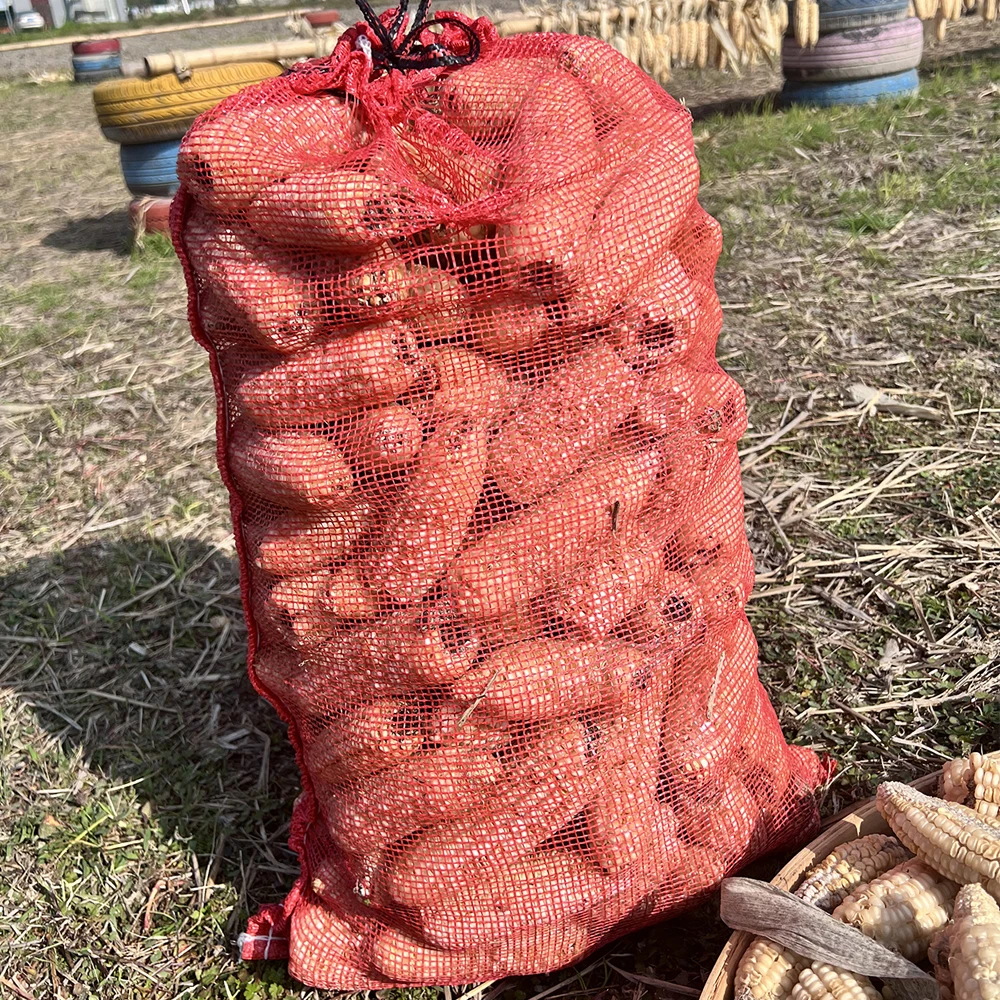 5PCS  Red PP Mesh Bags Kindling Logs Potatoes Onions 50cm x 80cm / 30Kg