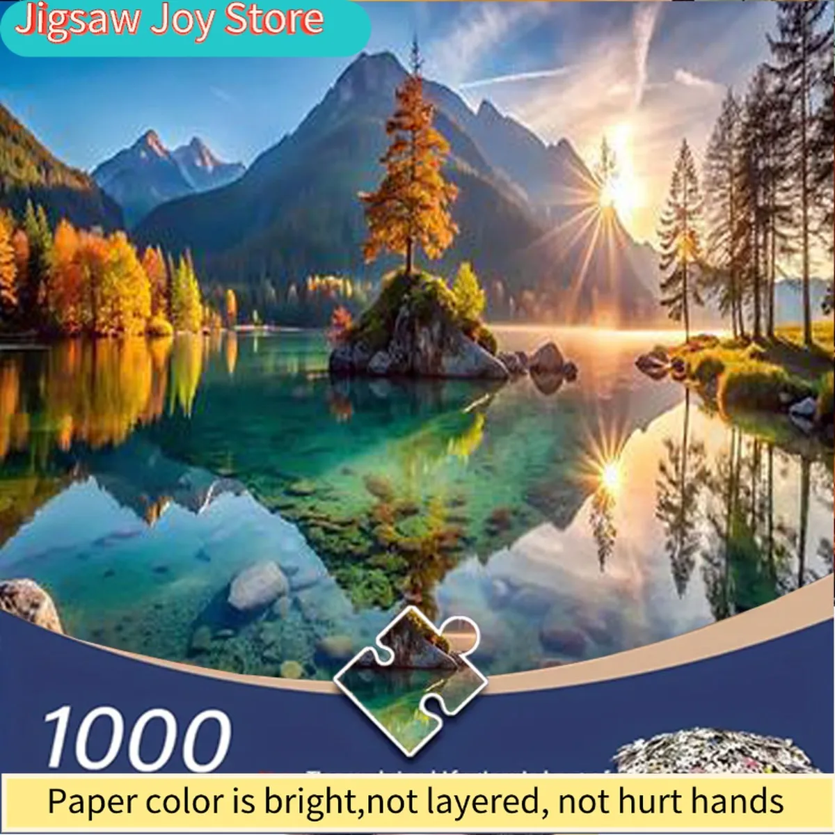 

A 1000pcs Jigsaw Puzzle for Adults Featuring an Autumn Landscape with a Lake, Sunlight, Tree Shadows, And Clarity, Perfect for