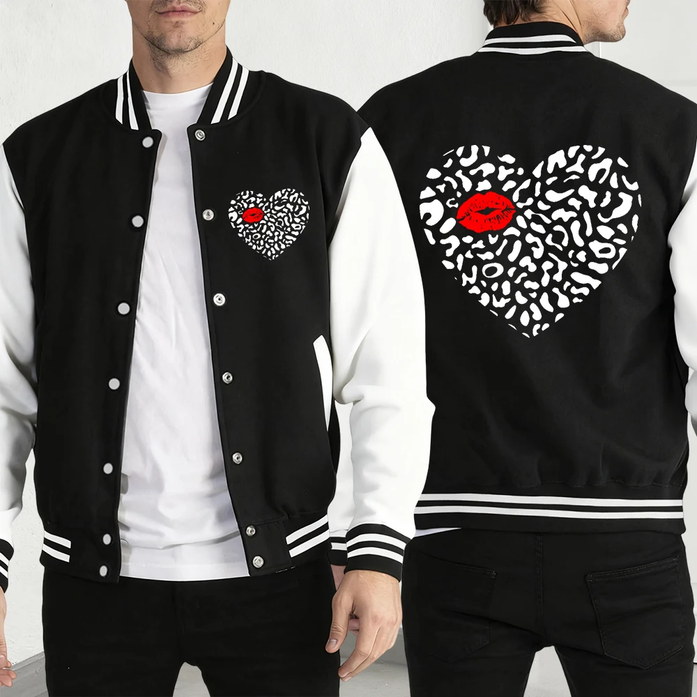 

Мужская куртка с принтом «Красные губы и любовь» в стиле Харадзюку, флисовый бейсбольный трикотаж, модная уличная одежда на пуговицах, винтажная свободная одежда унисекс