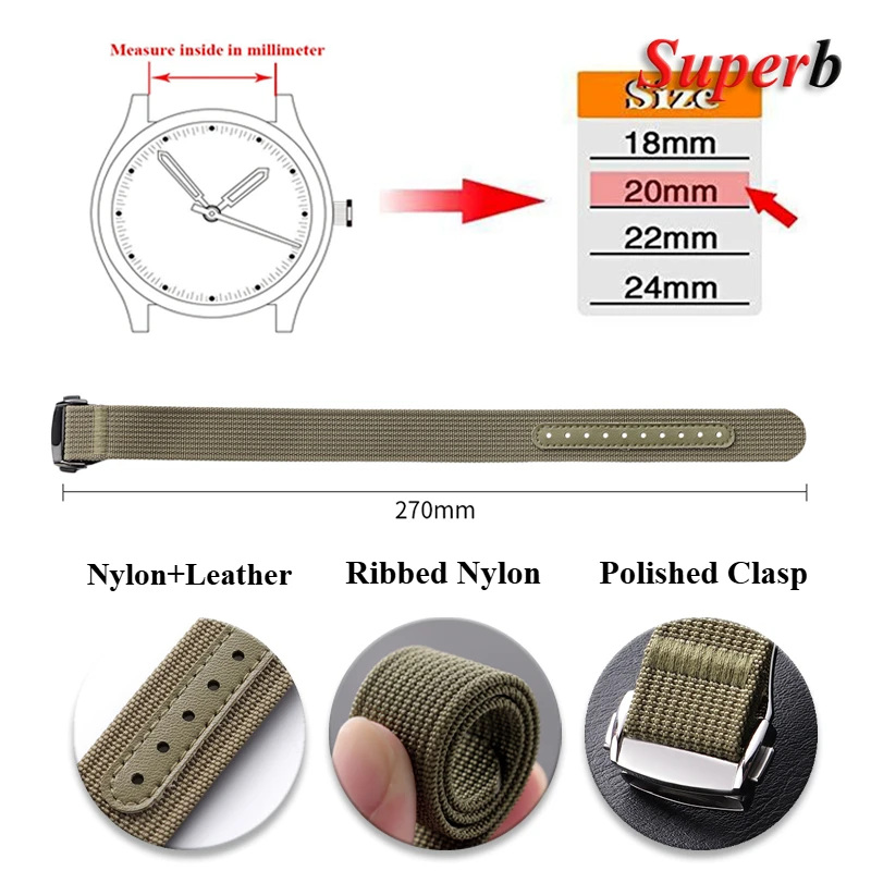 20 mm geripptes Nylon-Uhrenarmband für Seiko Loop-Uhrenarmband für Omega Herren Damen Armband Militär Sport Armband Faltschließe
