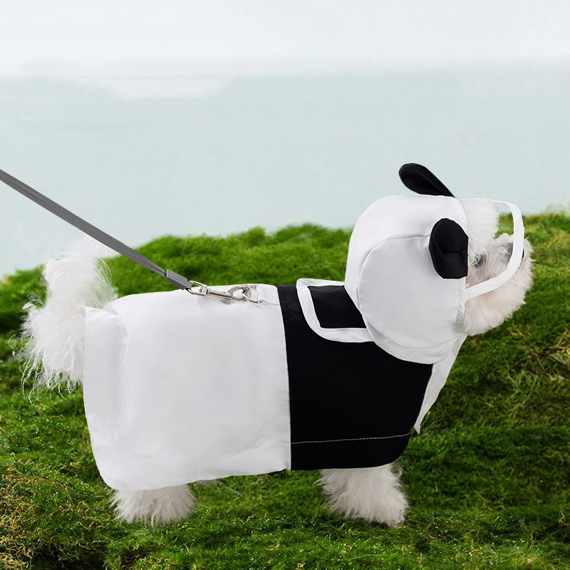 

Dog Clothes Panda Raincoat Pet Summer Rainy Day Waterproof Clothes Teddy Outdoor All Inclusive Rain Poncho Bichon Hoodie