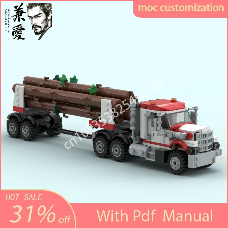 623PCS Moc City Engineering White Stallion Logging Truck Model Technology Building Blocks Creative Children Toys Gift