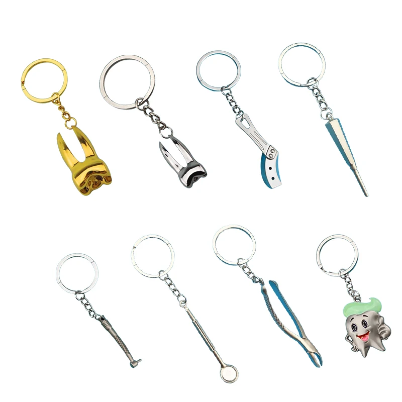 Mini Dental Tools Teeth Keychain Simulation Tooth Key Holder Dentist Gift Tooth Keychain Dentist Charm Keychain