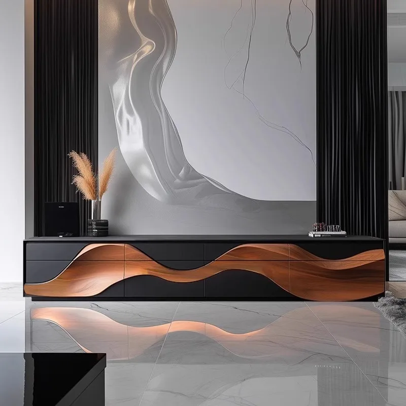 Wood Modern Tv Cabinet Solid Hiding Handles Nordic Home Tv Cabinet High End Floor Mobili Per La Casa Saldi Home Furniture