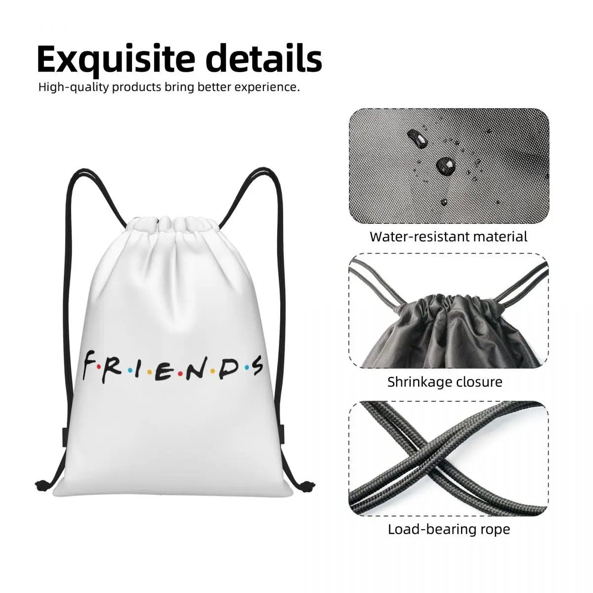 Friends Drawstring Backpack Women Men Gym Sport Sackpack Portable Training Bag Sack