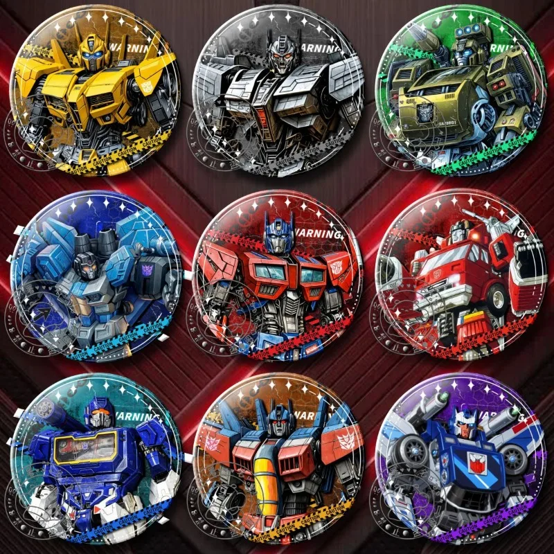 9 peças de emblemas periféricos de transformação: Optimus Prime, Bumblebee, Robô Megatron, presentes para estudantes, pingentes de mochila escolar, materiais