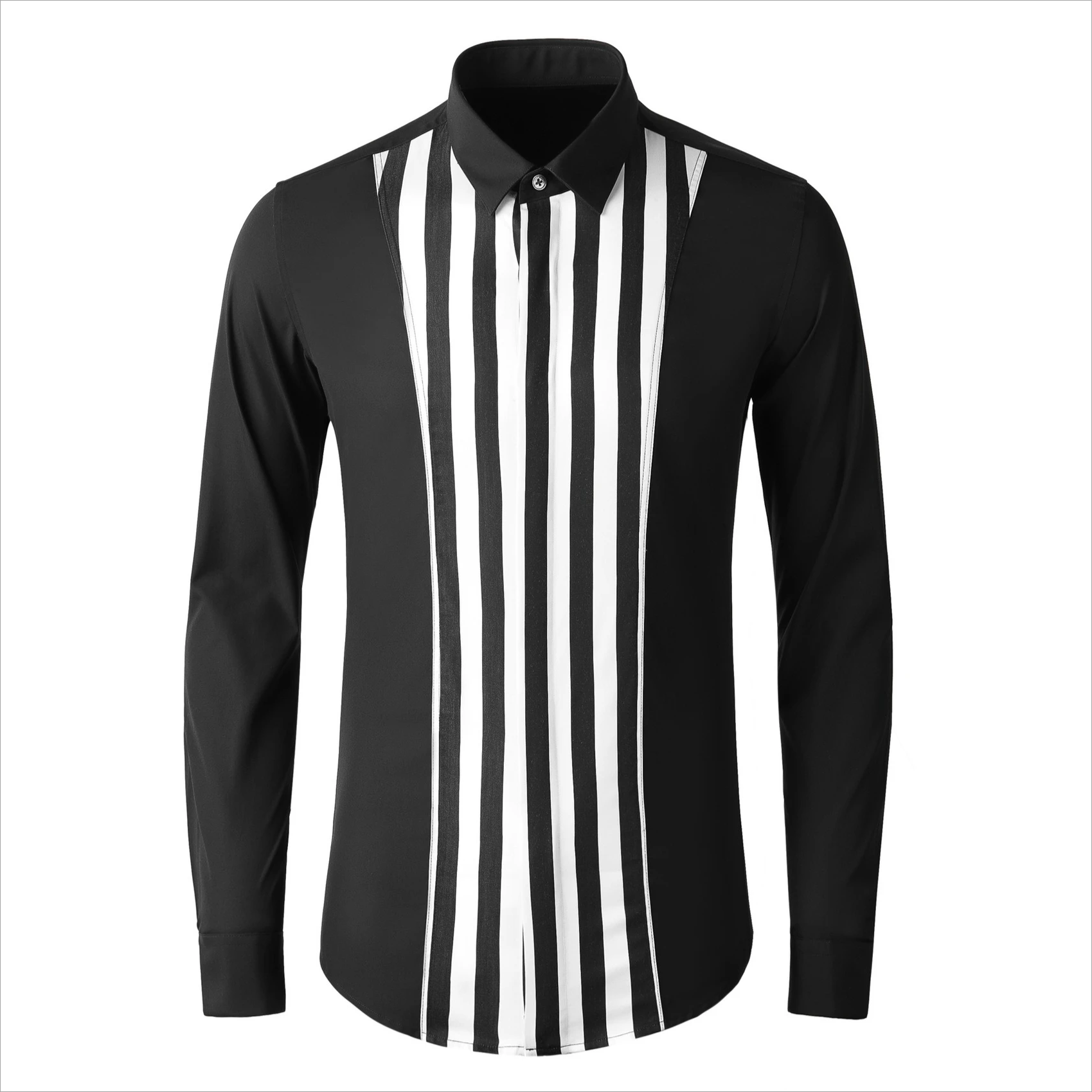 

Роскошная мужская рубашка в полоску с длинным рукавом, хлопковая, повседневная, для торжественных мероприятий, модная, приталенная, для вечеринок, мужская одежда