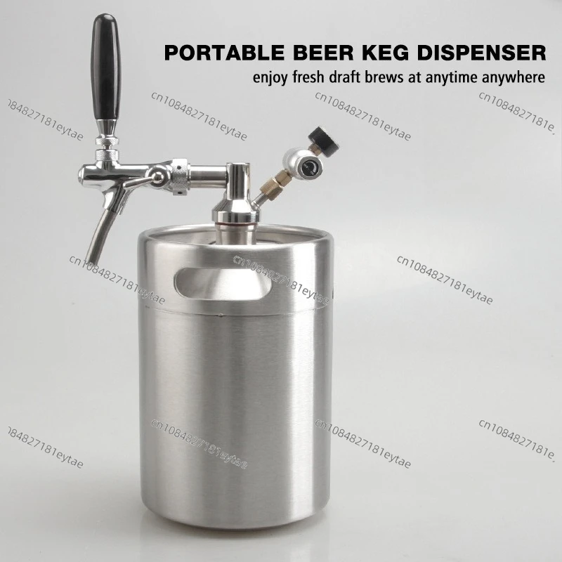 304 Stainless Steel Portable Pressurized Keg Kit Homebrew Beer Dispenser System Adjustable Faucet