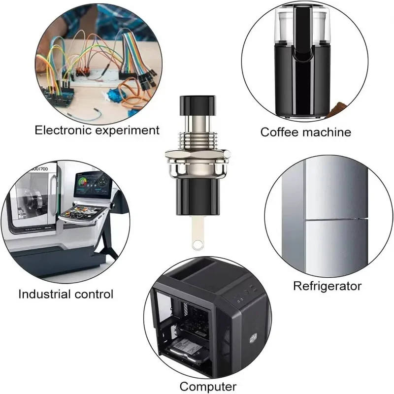 6 قطعة مفتاح ضغط مؤقت ، 1A 250VAC SPST مفاتيح ضغط صغيرة مفتوحة عادة (لا) غطاء أسود وأحمر