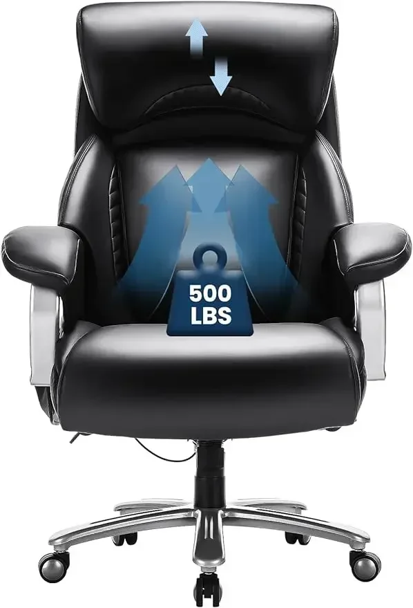Heavy Duty Ergonomic Computer Chair with Extra Wide Seat, High Back Executive Large Desk, 500lbs