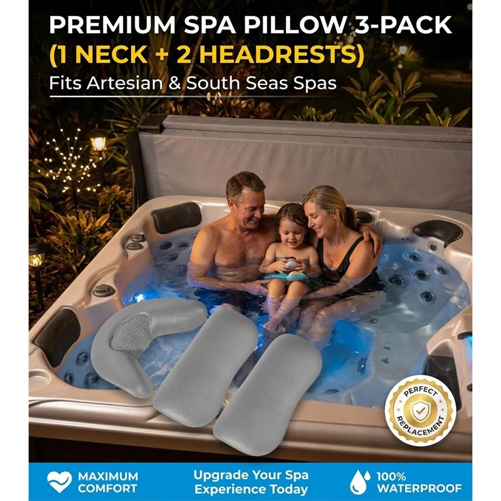 ANX 3er-Pack Ersatz-Kopfstützenkissen für Artesian, Tropic Seas, South Seas Spas (2018-2025), nicht saugfähiger PU-Komfortschaum – Detail 2