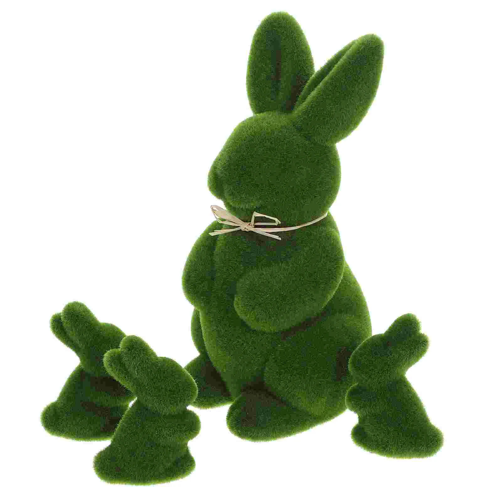 4 Pcs Easter Bunny Decorations Artificial Grass Rabbit Turf Tray Household Garden Animal Ornaments Foam Topiary Adorable Shape