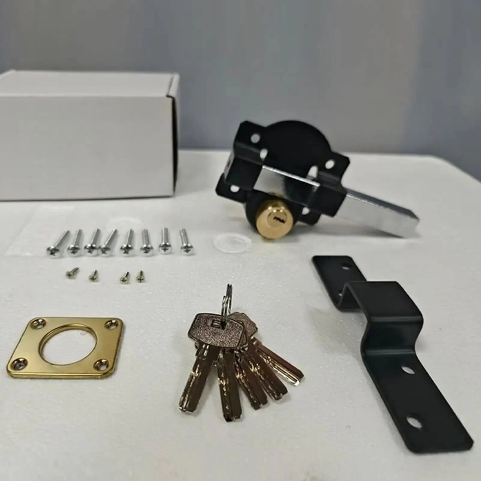 Pestillo de puerta de Granero, cerradura de puerta de doble cara, pestillo de puerta corredera con 5 llaves para exterior, Interior, patio, cobertizo, valla RV, armario