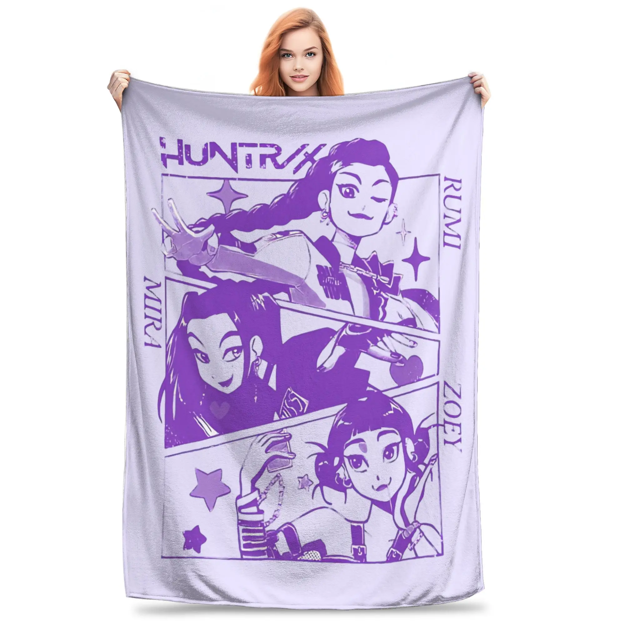 

Одеяло Kpop Hunters Huntrix Zoey Rumi Mira, плюшевое забавное дышащее одеяло для украшения покрывала