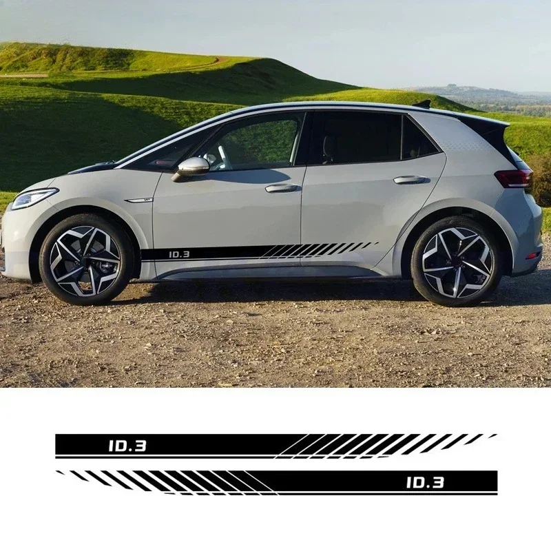 

2PCS Car Body Door Side Skirt Sticker For Volkswagen ID.3 pro S Racing Sport Stripes Customized Accessories DIY Vinyl Decals