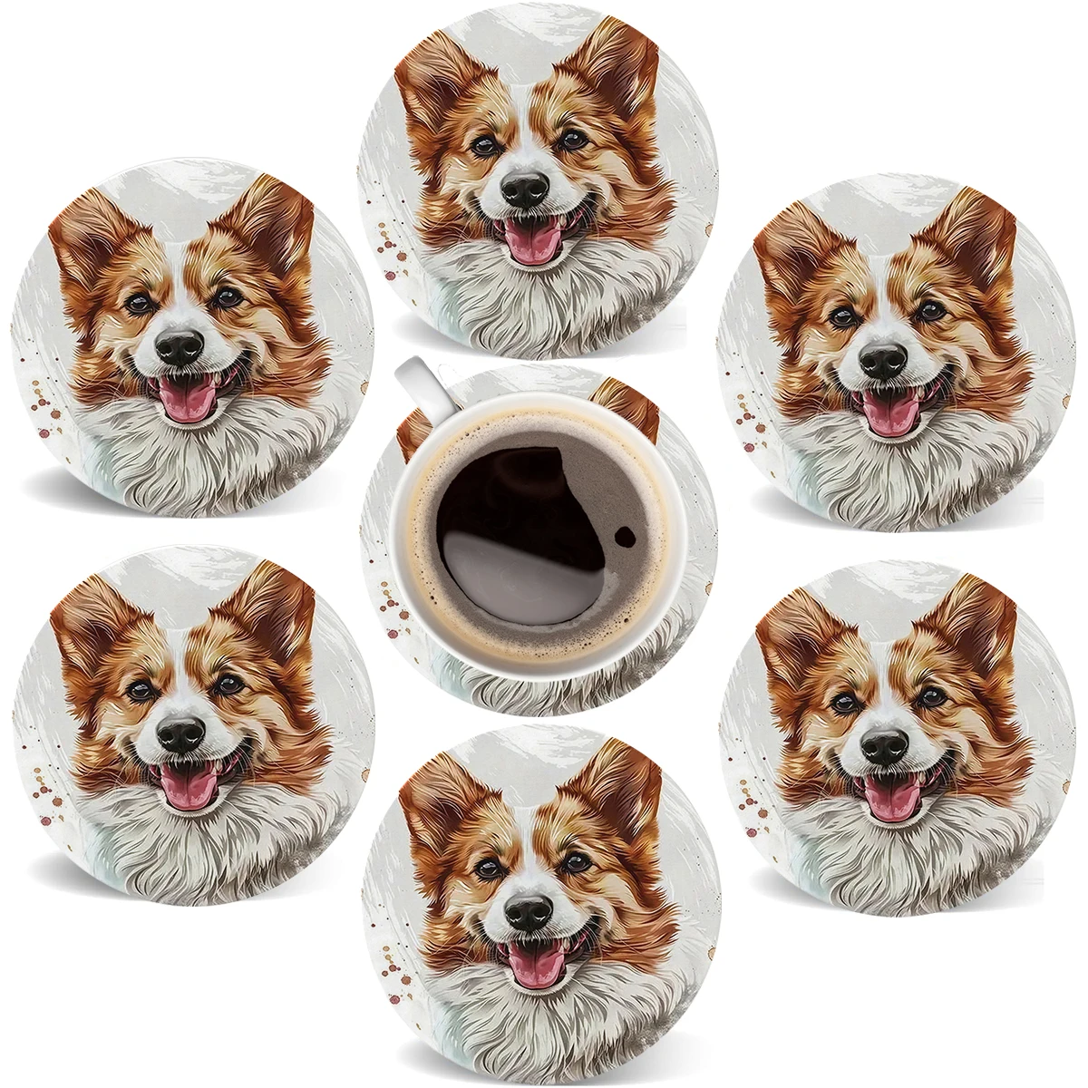 

6Pcs 2D Flat Round Heat Resistant Wooden Mat Drink Cup Coasters Coffee Hot Drink Mug Table Placemat Car Kitchen Accessories