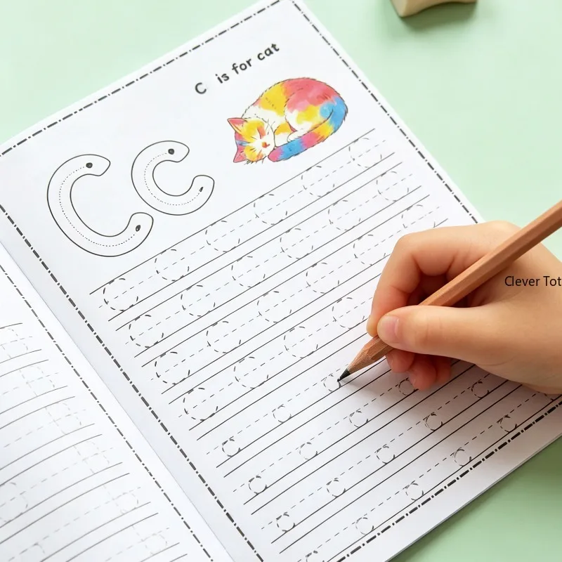 A Control Pen Red Drawing Training Activity Exercise Book for Letters A-Z with Colored Pages Containing Interesting Patterns