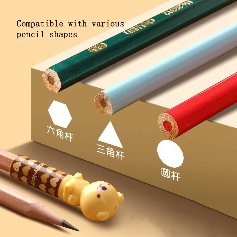 4 buah topi pensil kartun lucu penutup pena Extender perlengkapan alat tulis siswa sekolah pelindung pensil plastik