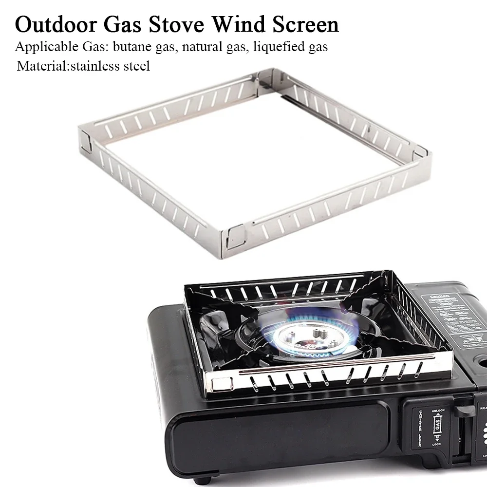 

Outdoor Gas Stove Wind Screen Stainless Steel Foldable Stove Windshield Burner Screen Cooking BBQ Hiking Camping Equipment