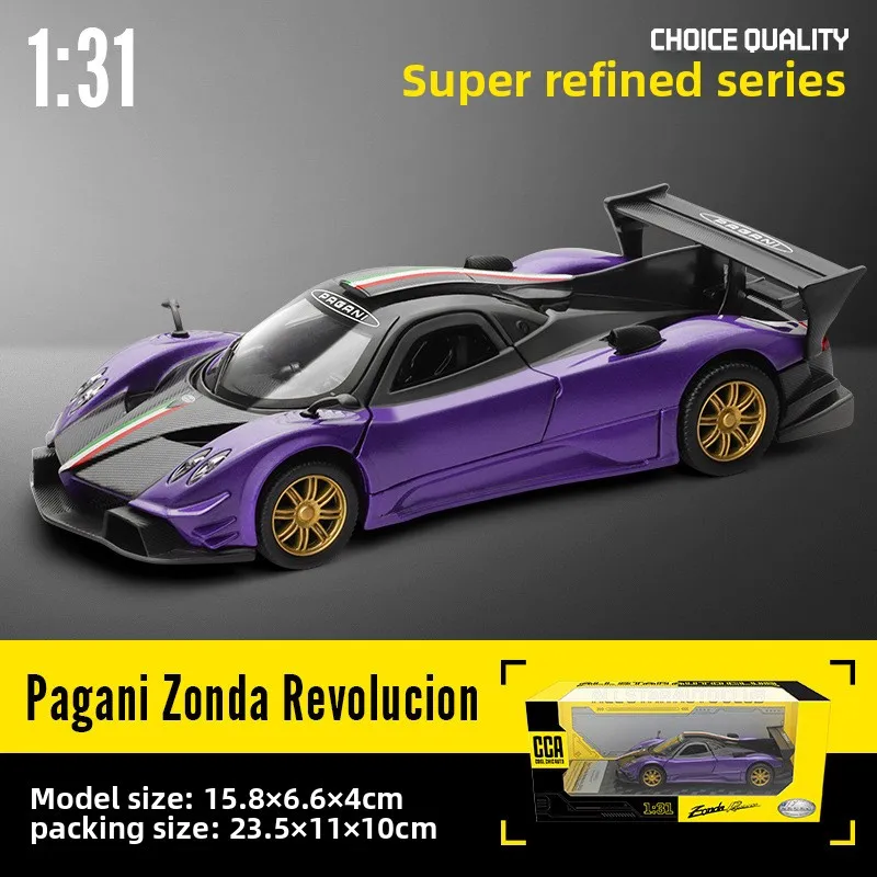 CCA Simulation 1:32 Pagani Zonda Revolucion Racing Car Alloy Model with Sound Light Children Boy Toy Vehicle Gift Home Decor
