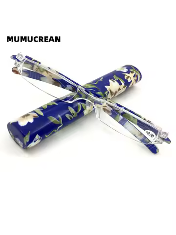 New Mini Folding Reading Glasses Women Men +1.0 To 4.0 Portable Container Presbyopia Pen Glasses With Box
