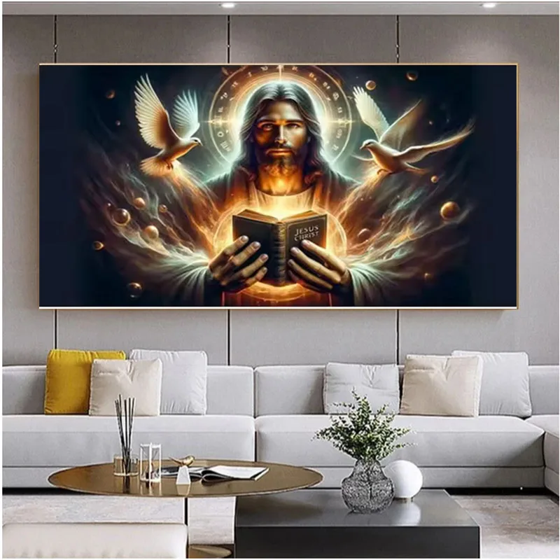 Full Square Round Mosaic Diamond Painting 2025 Fantasy Jesus Christ Doves Scenery Diy 5D Diamond Embroidery Cross Stitch Kits