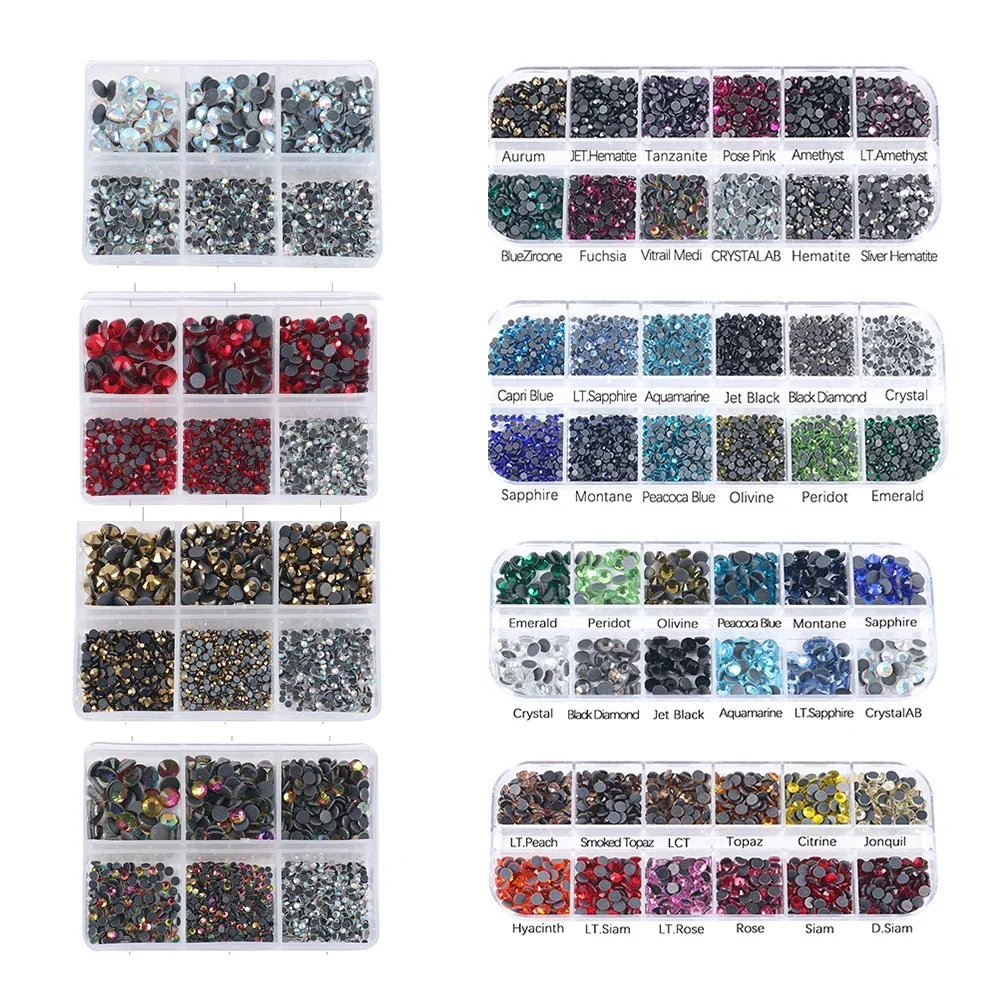 6 Sizes Box Set 45 Colors Hot Fix Rhinestone Kit Mix Diy Clothes Hats Bags Rhinestone Accessories Ornamental Iron On Rhinestones