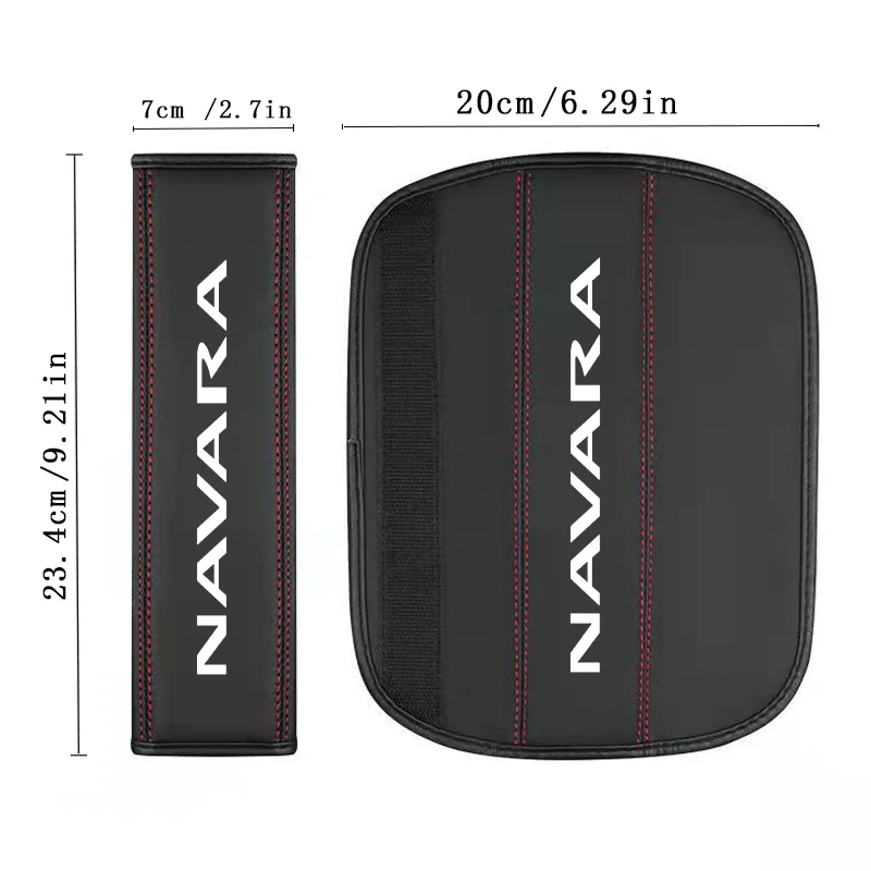 1pc PU Leather Embossed Car Seat Belt Shoulder Cover Decompression Comfort  Safety Belt Protective Cover for Nissan Navara view 6