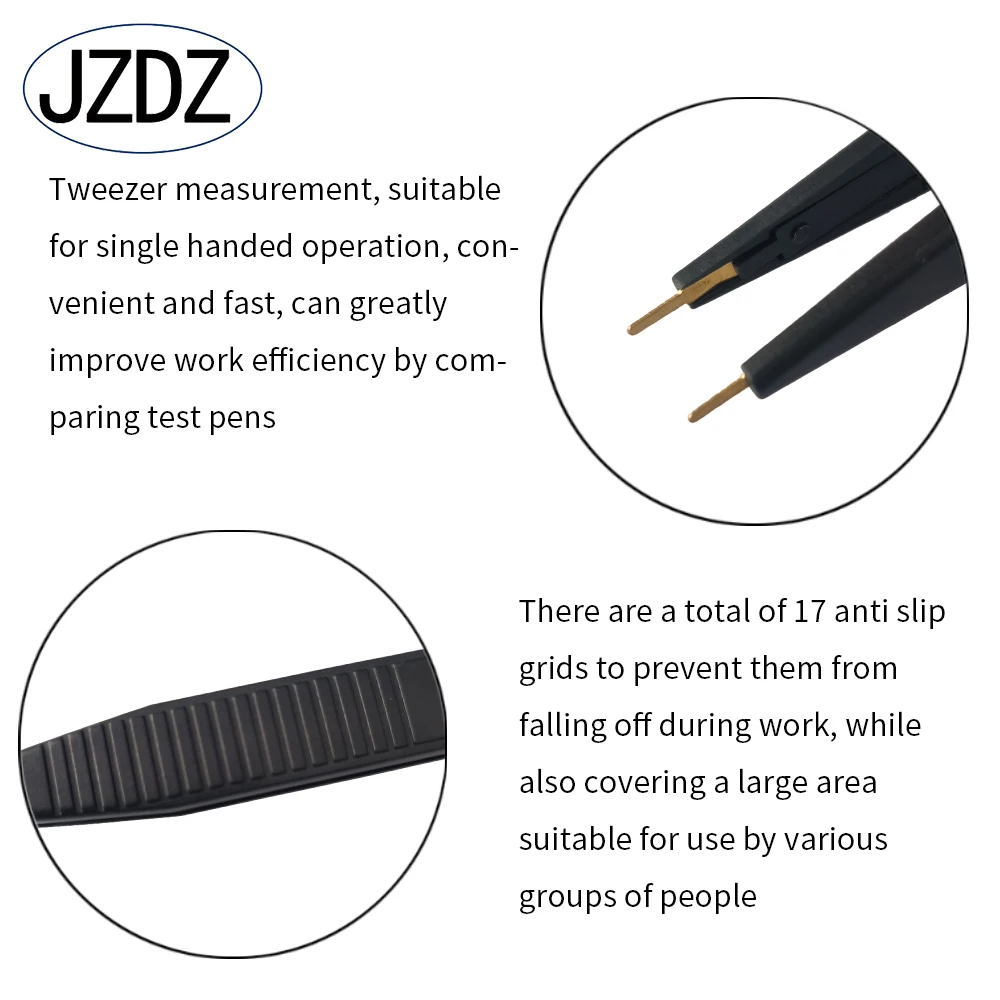 Imagem -05 - Jzdz Smd Lcr Chip Multímetro Test Clip Capacitância Indutor Teste de Resistência Medidor Chumbo Probe Pinça J.30050