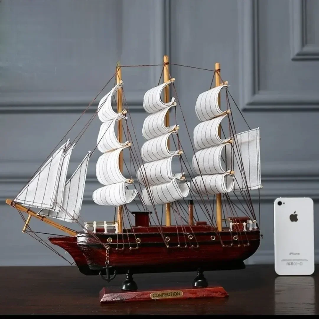 Nordic pirate ship Wooden Art ornament,solid wood Handmade sailboat retro Office Decor,Room modern home decoration Birthday Gift